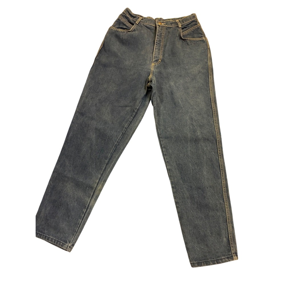 Vintage 80s Gitano High Waisted Rigid Denim Jeans Medium Wash Tapered Leg 28